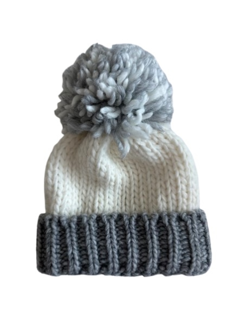 NWOT Gelso Bianco Women’s Pom Beanie Knit Hat - Gray & White with Wool Blend